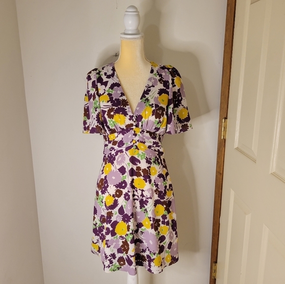 Kate Spade Women's Purple Floral Swing Dress - Size (4) - Excellent Condition - Picture 2 of 14